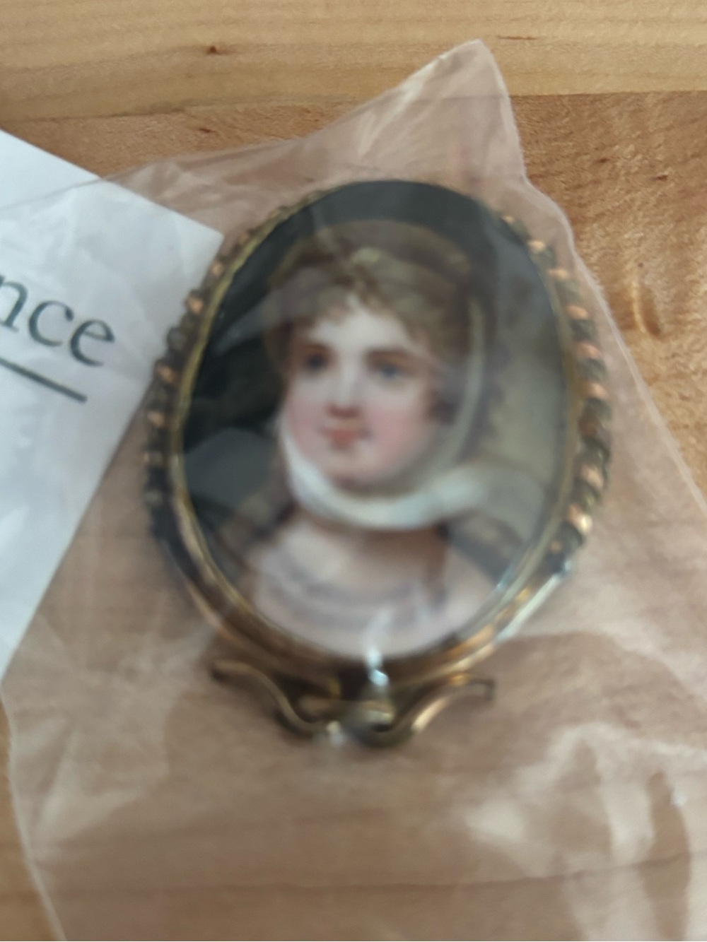 Antique hand-painted Queen Louise of Prussia Porcelain Cameo Brooch 19th century